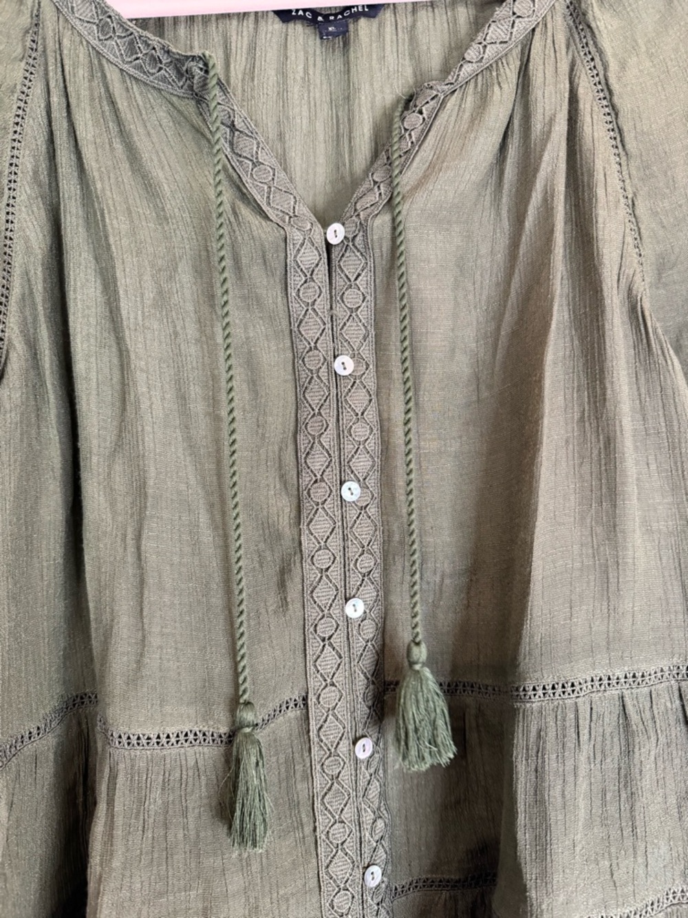Zac &Rachel Olive Boho Top - Picture 6 of 7
